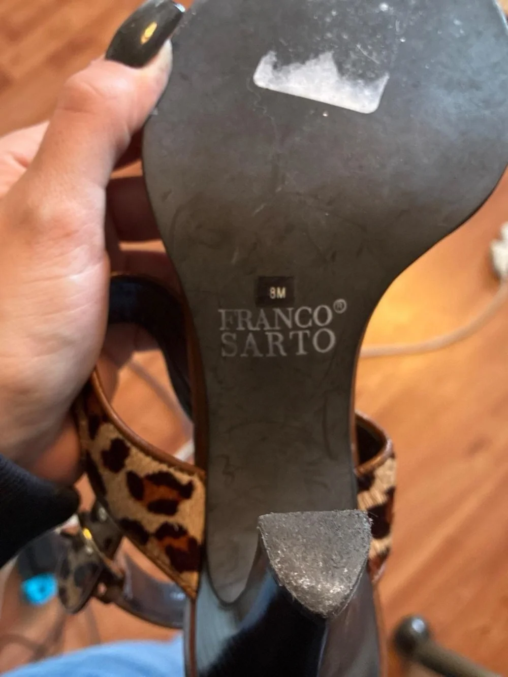Franco Sarto Leopard Print Strappy High Heel Sandals